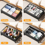 Under Bed Storage with Wheels，4 Pack Under Bed Storage Containers,Underbed Shoe Storage Bedroom Large Capacity Under Bed Stor
