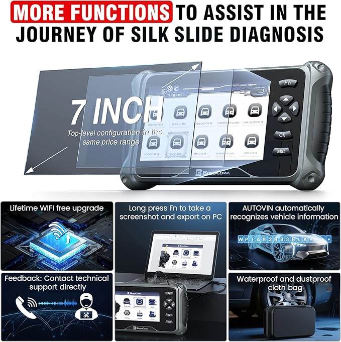 2026 BOSSCOMM IF742 OBD2 Scanner, ABS/SRS/Transmission/Check Engine Code Reader Scan Tool with 6 Resets, ABS