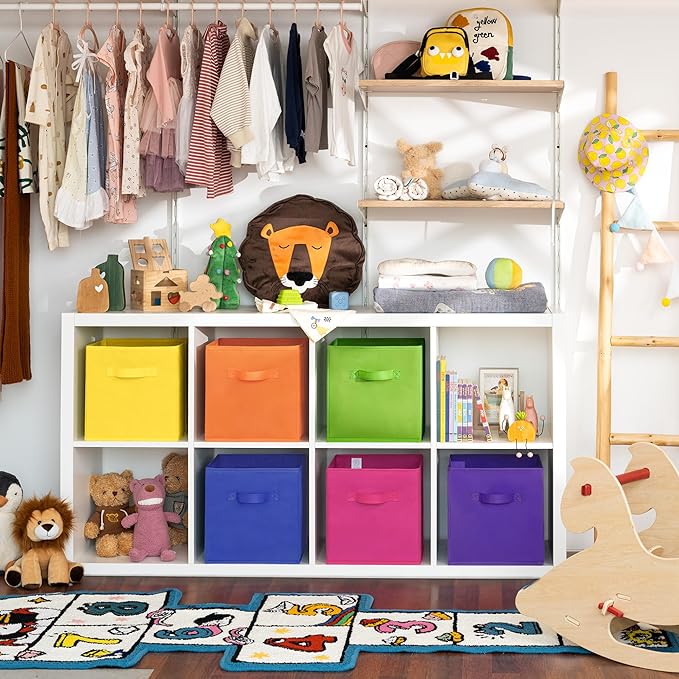 GRANNY SAYS 11 Inch Cube Storage Bins, Colorful Cube Storage Organizer, Fabric Storage Bins, Storage Cubes for Shelves, Close