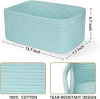 3-Pack Storage Baskets for Organizing | Woven Shelf Toy Basket | Rope Baskets for Gifts Empty | Closet Organizer Bins with Ha