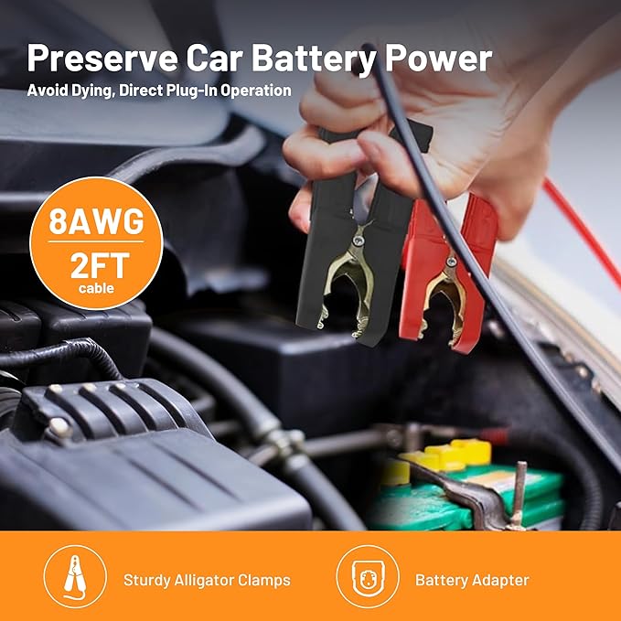 Jumper Cables Adapter for Ryobi 18V Battery - 2FT 8AWG Portable Car Jump Starter Booster Cables, Automotive Emergency Power Tool for Car Truck SUV Jump Starting Using Tool (8AWG 2FT)