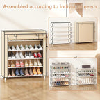 Laiensia 5-Tier Vertical Shoe Rack Organizer, Space Saving Shoe Storage Organizer, Non-Woven Cover Shoe Shelf Holds 20-25Pair