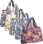 allydrew Large Foldable Tote Nylon Reusable Grocery Bags, 5 Pack