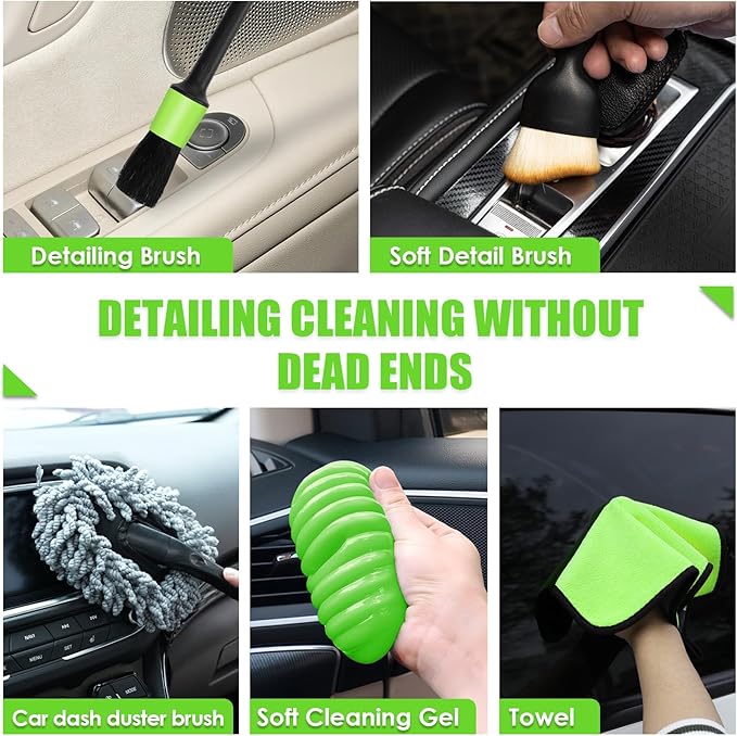 Viewsun 30pcs Car Cleaning Kit, Car Interior Detailing Kit with High Power Handheld Vacuum, Detailing Brush Set, Windshield C