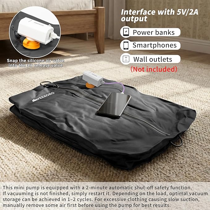 Upgraded Vacuum Bag for Travel, Professional IPX8 Waterproof Reusable Vacuum Compression Bags for Travel Suitcases, Durable S