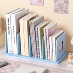 SAYEEC Desk File Sorter Vertical Desktop File Folder Organizer 4 Section Plastic Book Holder Adjustable Shelf Dividers Closet