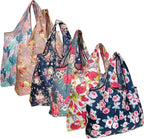 allydrew Large Foldable Tote Nylon Reusable Grocery Bags, 6 Pack