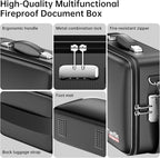 Tamfile Fireproof Document Box, Hard Case 5200°F Fireproof Water Safe File Box with Lock, 8-Layer Fireproof Safe File Organiz