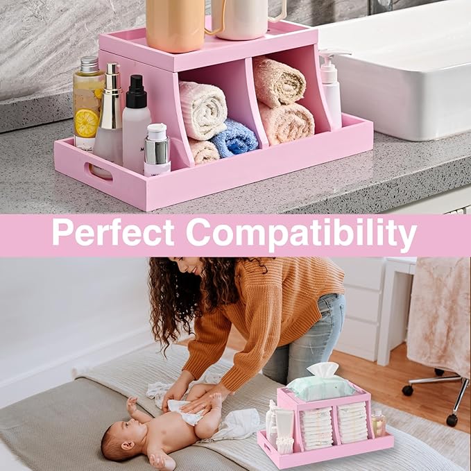 Three colors Diaper Organizer, Wooden Diaper Caddy Organizer, Changing Table Organizer, Diaper Storage Organizer, Nursery Bab