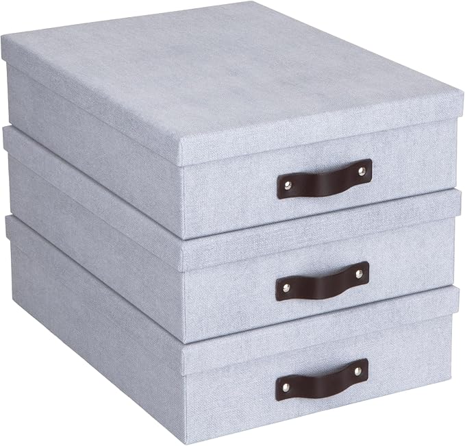 Bigso Box of Sweden Oskar Canvas Fiberboard Document Letter Box - File Organizer Box for Important Paperwork - Document Stora