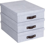 Bigso Box of Sweden Oskar Canvas Fiberboard Document Letter Box - File Organizer Box for Important Paperwork - Document Stora