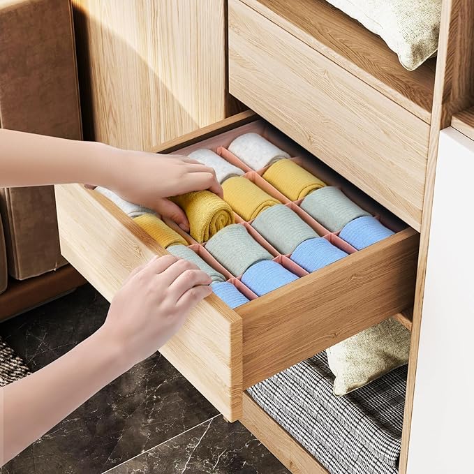 Joyoldelf Sock Drawer Organizer Divider, 16-Cell Underwear Organizers and Storage Fabric Drawer Organizer for Socks, Lingerie