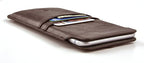 Dockem Provincial Wallet Sleeve for iPhone 11-15 Pro Max, 14-16 Plus, XS Max, 6-8 Plus (6.5/6.7 inch) – Vintage Vegan Leather Pouch Cover with 2 Card Holder Slots [Brown]