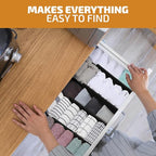 6 Pack Drawer Dividers 6 Inch High, 11”-17" Adjustable Bamboo Organizers Large Expandable Drawer Separators for Cloths, Dress