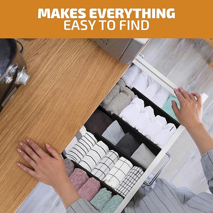 6 Pack Drawer Dividers 6 Inch High, 11”-17" Adjustable Bamboo Organizers Large Expandable Drawer Separators for Cloths, Dress