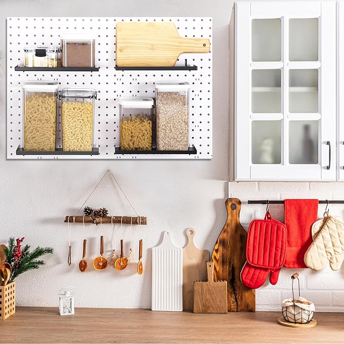 Lineshading 4 Pcs Pegboard Shelves, 10 x 4 Inch Metal Shelf Brackets Pegboard Tray Accessories Wall Organizer for Craft Room 