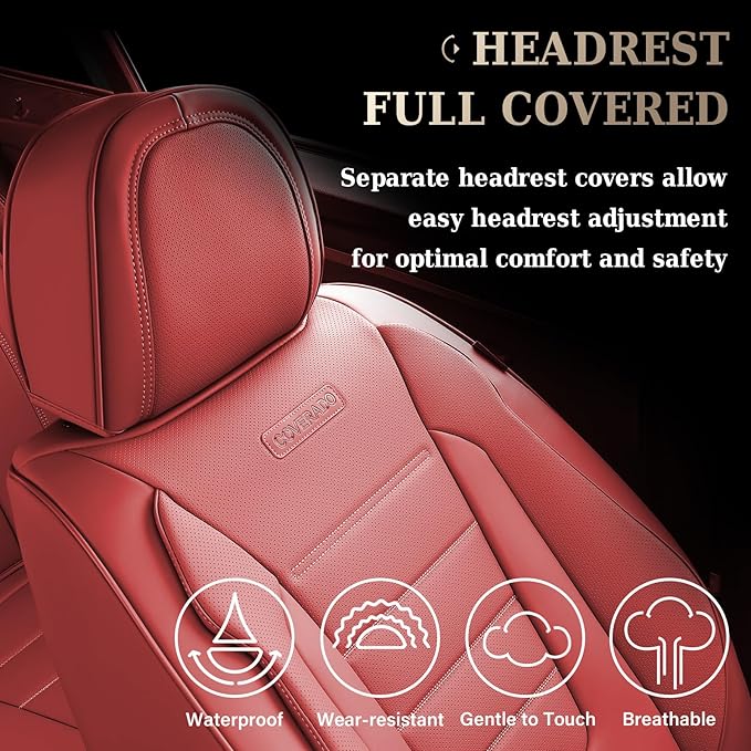 Coverado Car Seat Covers Full Set, Nappa Leather Seat Covers for Cars, Car Seat Protector Car Seat Cushion, Front and Back Se