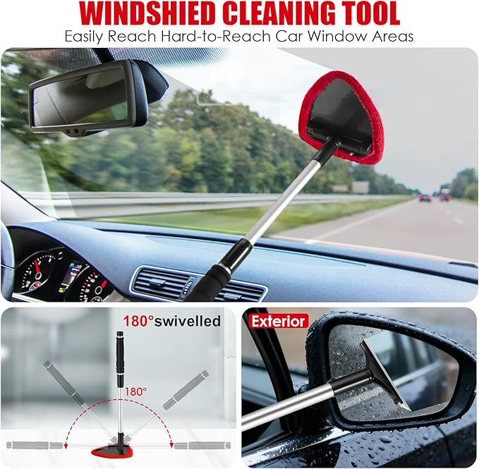 Viewsun 17PCS Car Cleaning Kit, Red Car Interior Detailing Kit with High Power Handheld Vacuum, Detailing Brush Set, Windshie