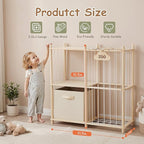 LAMU Stuffed Animal Storage and Kids Bookshelf, Wooden Toy Organizer with Large Toy Box Chest, Kids Bin Shelf Toys Box Bookca