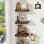 Fun Memories Square Floating Shelves for Wall, 9.3" W x 9.3" D x 1.4" H, Shelves for Wall with Invisible Brackets, Small Wood