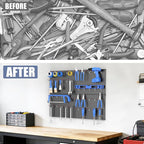 WALMANN 12"x16" Metal Pegboard Panels and Hooks for Garage, Tool Storage Pegboard with Hook - Compatible with 1/8" & 1/4" Hoo
