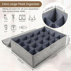 2 Pack Large Grid Sock Organizer Divider, 20 Cell with Lid, Fabric Foldable, Tie Organizer for Men for Storing Socks, Tie, Ha