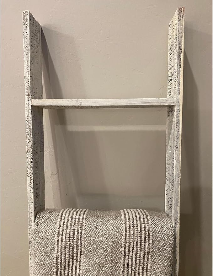 Blanket Ladder 5 Foot Fully Assembled | 60 Inch Rustic Reclaimed Wood Ladder for Blankets, Quilts, Towels, Throws, Decorative