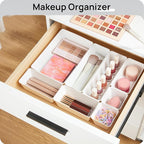 Vtopmart 44 PCS Plastic Drawer Organizers Set, 4-Size Versatile Bathroom and Vanity Organizer Trays, Non-Slip Storage Contain