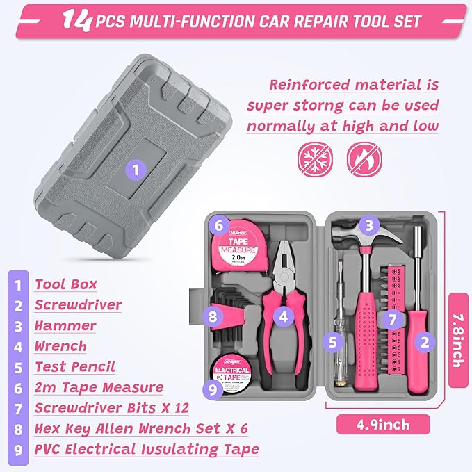 298PCS Roadside Emergency Car Kit- Car Emergency Kit with Jumper Cables, Roadside Emergency Kit for Vehicles, Emergency Car K