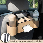 LemonRoad 2 Pack Multifunctional Car Seat Back Storage Box Car Seat Back Organizer with Tissue Box, 2 Cup Holders and Hooks for Hold Phone, Drinks, Handbag, Fits for Most Vehicles (Beige)