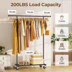 Clothes Rack for Hanging Clothes: Clothing Coat Garment Rolling Racks with Wheels Shelf Portable Closet Storage Organizer War