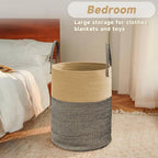 JMvicyroam Large Woven Laundry Basket Hamper,60L Cotton Rope Storage Bin for Blankets,Toys and Clothes,Decorative Tall Nurser