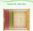 Hanging File Box Organizer for Letter Size 2 Pack, Bamboo Acrylic File Folder Storage with Lid Clear Wooden Moving Boxes Wood