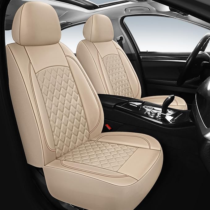 Leather Seat Covers, Breathable and Waterproof Napa Leather Car Seat Cover, Universal Interior for Cars, Sedans, SUVs, Vans, 