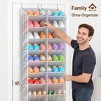 30 Pairs Over the Door Shoe Organizer, Breathable Mesh Pocket Hanging Shoe Storage for Closet, 10-Tier Door Shoes Rack, Handi