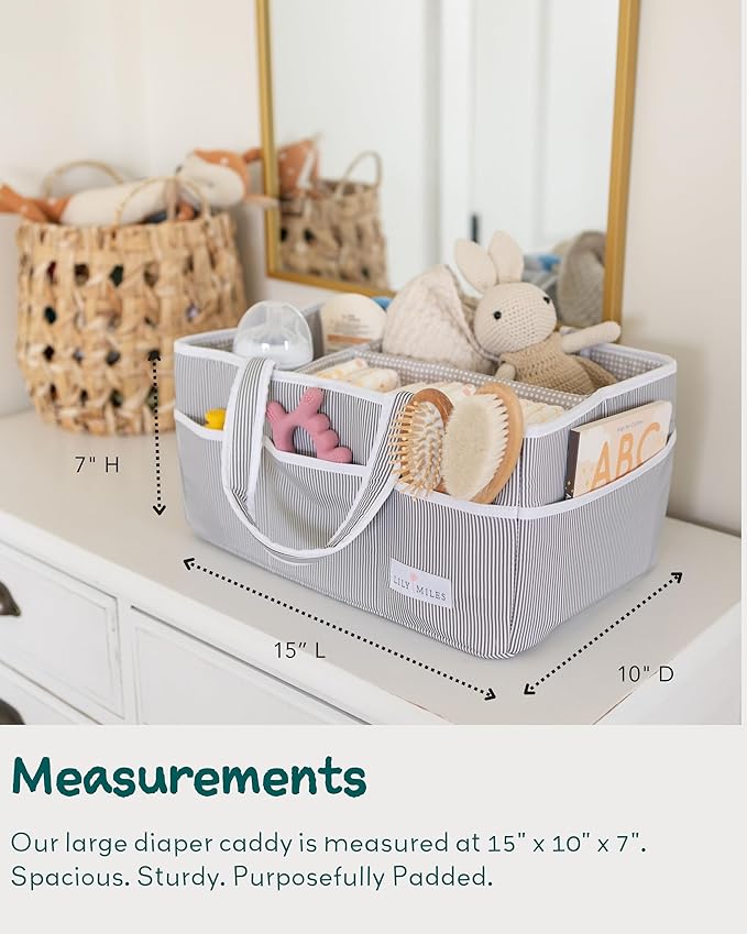 Lily Miles Baby Diaper Caddy Organizer, Baby Shower Basket for Newborn Boys or Girls, Nursery Must Haves for New Mom, Registr