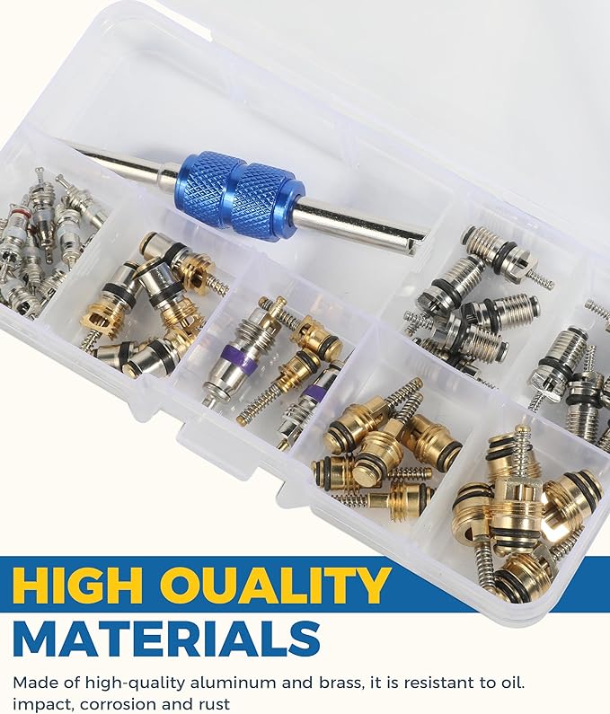40PCS AC Schrader Valve Kit,AC Valve Core Removal Tool,Car Accessories AC Valve Core Kit,AC Schrader Valve Removal Tool,Autom