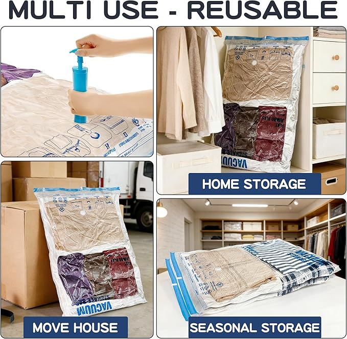 XXL Jumbo Vacuum Storage Bags, 47''X35'' Extra Large Space Bags for Blanket, Bedding, Comforters (8-XXL)