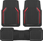 CAR PASS Heavy Duty Rubber Floor Mats for Car, Waterproof Liner Deep Dish Car Mats Full Sets, Universal Trim to Fit for SUV Truck Sedans Vans, All Weather Automotive Floor Mats 3pcs, Black Red