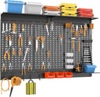 WALMANN 113 PCS Pegboard Wall Organizer Kit with Pegboard Hooks, Bins, Shelves, Pegboard Tools Storage System for Garage, Wor