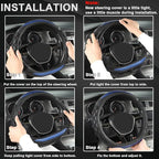 GIANT PANDA Steering Wheel Cover for Nissan Altima Rogue - Car Steering Wheel Cover for Nissan D Shape(Blue-D-Shaped)
