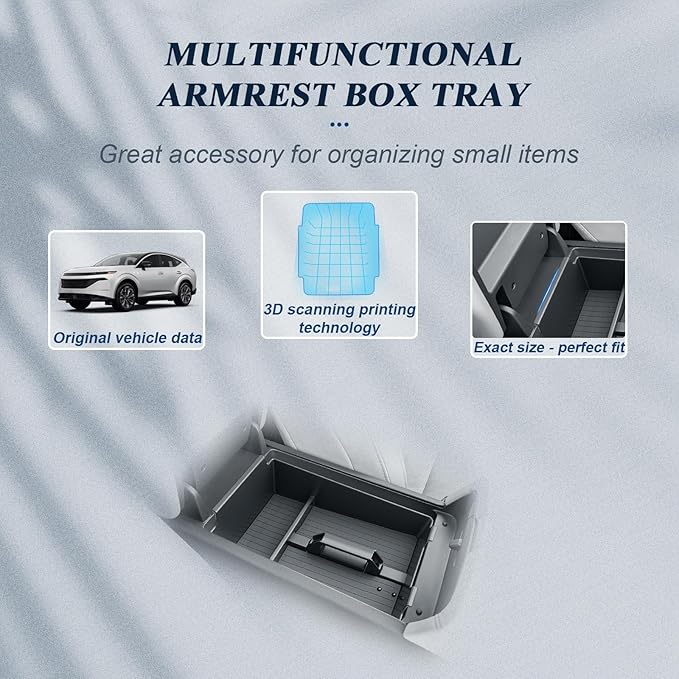 BIBIBO 4Pack for 2025 2026 Nissan Murano Center Console Organizer 2025+ Nissan Murano Console Armrest Tray+Wireless Charging Mat +Under Console Trays 2025 Murano Insert Organizer 2025 Murano