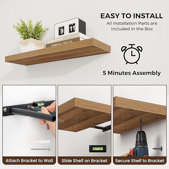 Dreamland 55 Inches Floating Shelves for Wall, 9.8" Deep Long Floating Shelves Set of 1, Large Display & Storage Shelf, Wall 