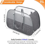 Collapsible Laundry Baskets with Easy Carry Handles, 95L Clothes Hamper for Storage, Foldable Laundry Basket Tear-proof, Larg