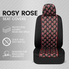BDK Red Rose Car Seat Covers for Front Seats, 2 Pack – Flower Pattern Front Seat Cover Set with Matching Headrest, Sideless D