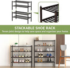ROMGUAR CRAFT 5 Tier Bamboo Shoe Rack for Closet Free Standing Wood Shoe Shelf for Entryway Small Space Stackable 27"x11"x33"