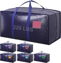 6 Pack Moving Bags with Full-Open Side Zipper, Extra Large 93L Heavy Duty Waterproof Foldable Storage Totes for College Dorm,