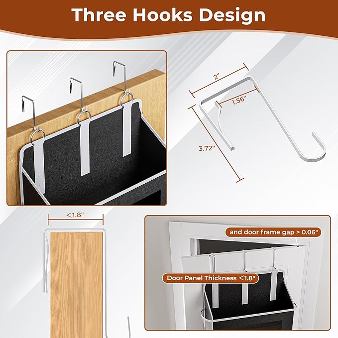 5 Tier Over The Door Organizer - Large Capacity Behind Door Hanging Shelves with 10 Mesh Pockets and Clear Windows, Closet Or