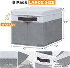 Criusia 8 Pack Closet Storage Bins with Lids - Stackable Storage Baskets for Organizing Clothes Toys Blankets - Odorless for 