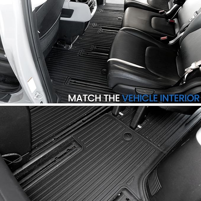 Floor Mats Set for 2022-2025 2026 Kia Carnival 8 Seats(Gas Only), All Weather TPE Backrest Mat Trunk Lower Well Mat Cargo Liner Door Sill Guards Accessories (Full Mats Set for Full Coverage)